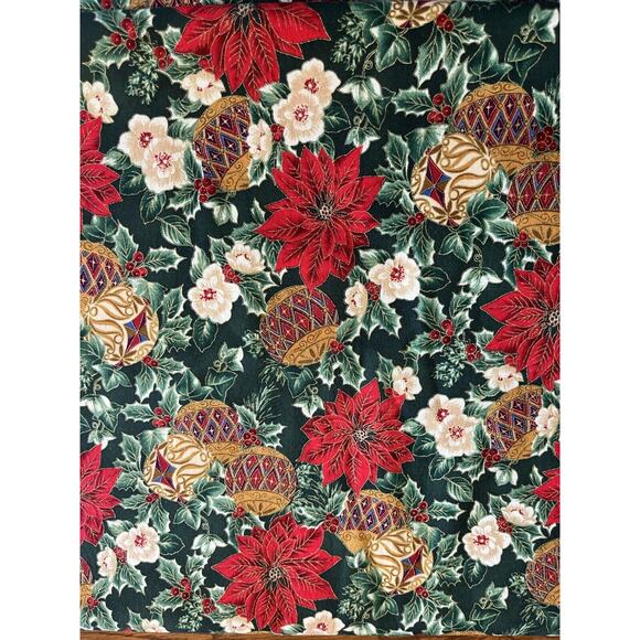 Woodland Splendor Poinsettia Ornament Holiday Gold Christmas Fabric 2.5 Yd X 42” - Picture 5 of 6